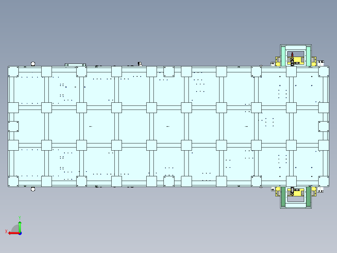 汽车行业（日系）校车（关键部位）车架焊装治具后视图