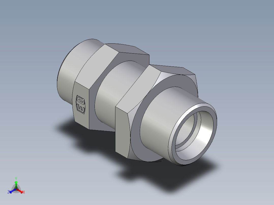 卡套式工业通用硬管接头EO_Bulkhead_union_SV18LOMD71正等轴测图