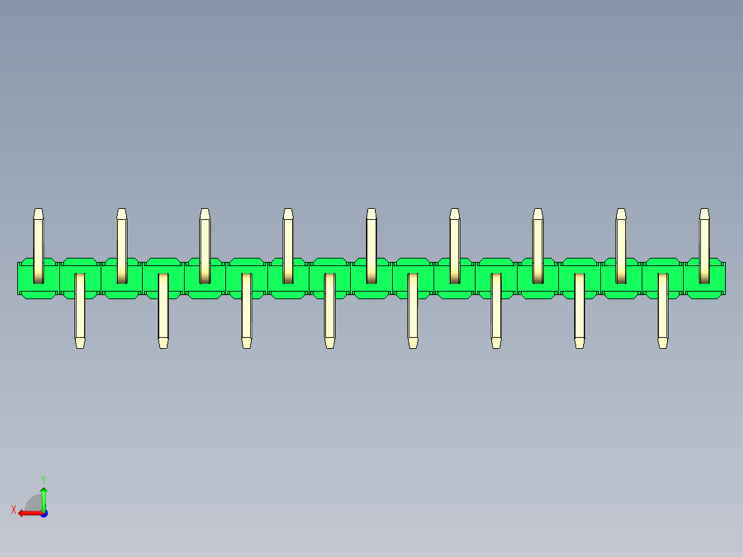 彩色公排针 100mil 2.54mm 系列-DS1022_green_17p_100mil_Type_SMT_R1_rev1.0后视图