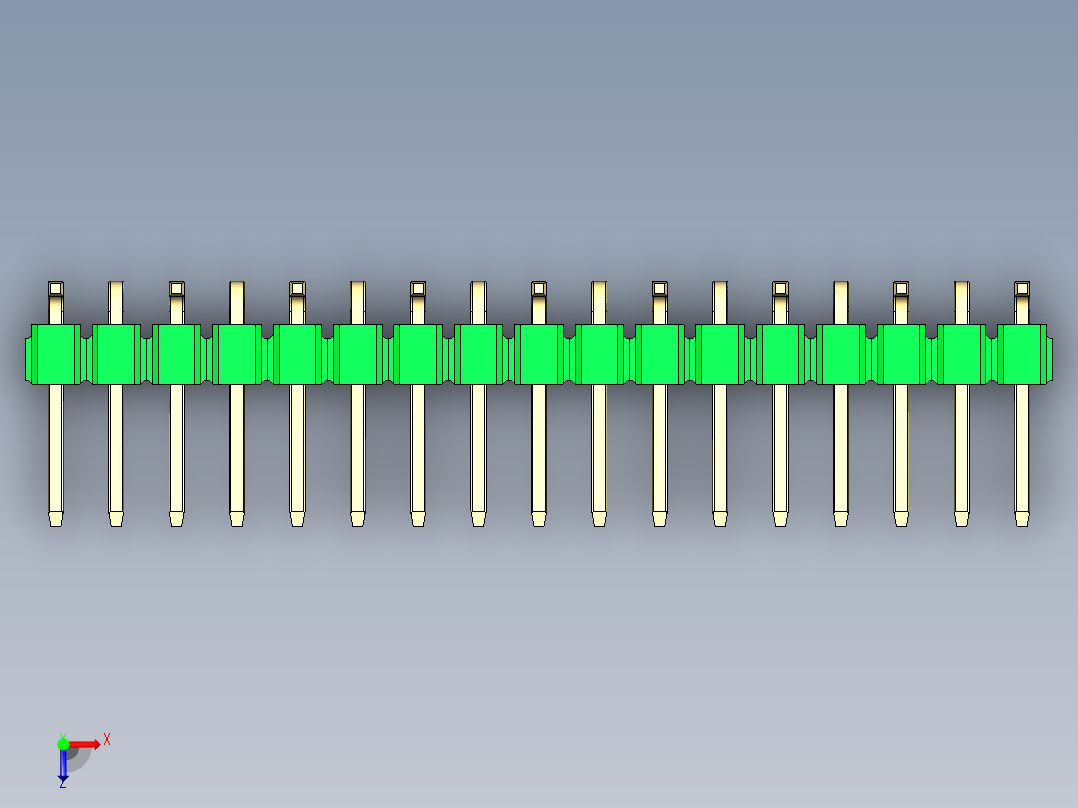 彩色公排针 100mil 2.54mm 系列-DS1022_green_17p_100mil_Type_SMT_R1_rev1.0俯视图