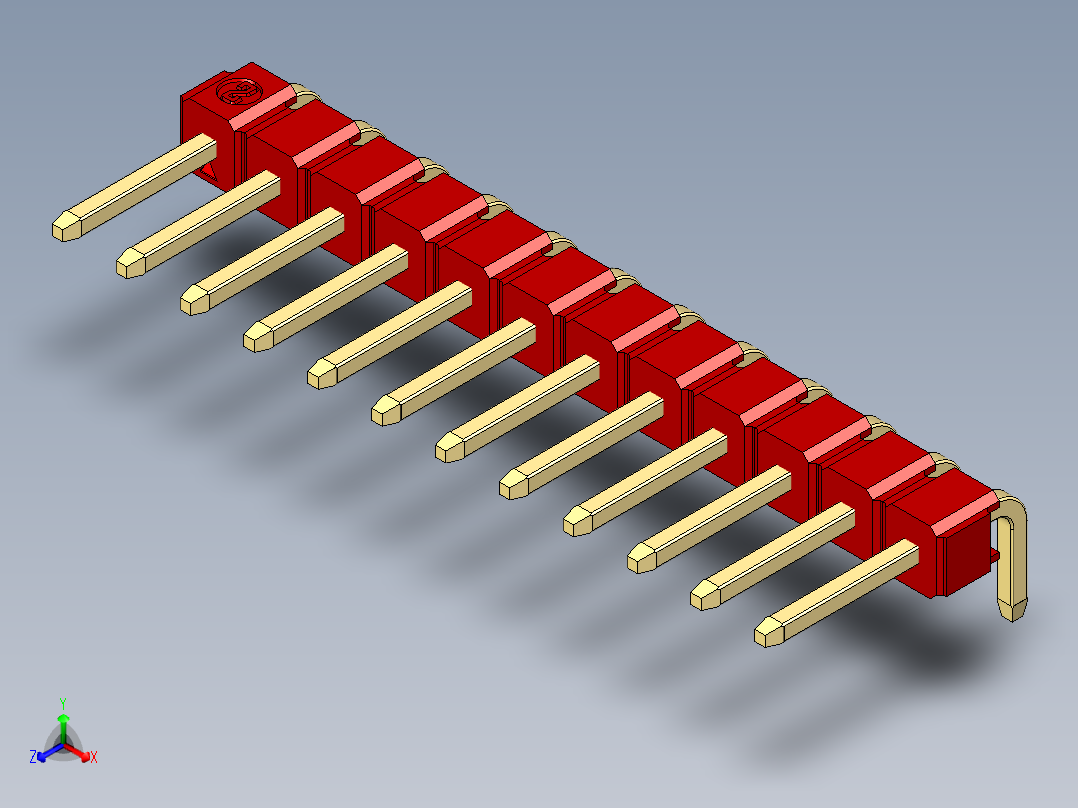 彩色公排针 100mil 2.54mm 系列-DS1022_red_1x12p_100mil_TypeD_rev1.0