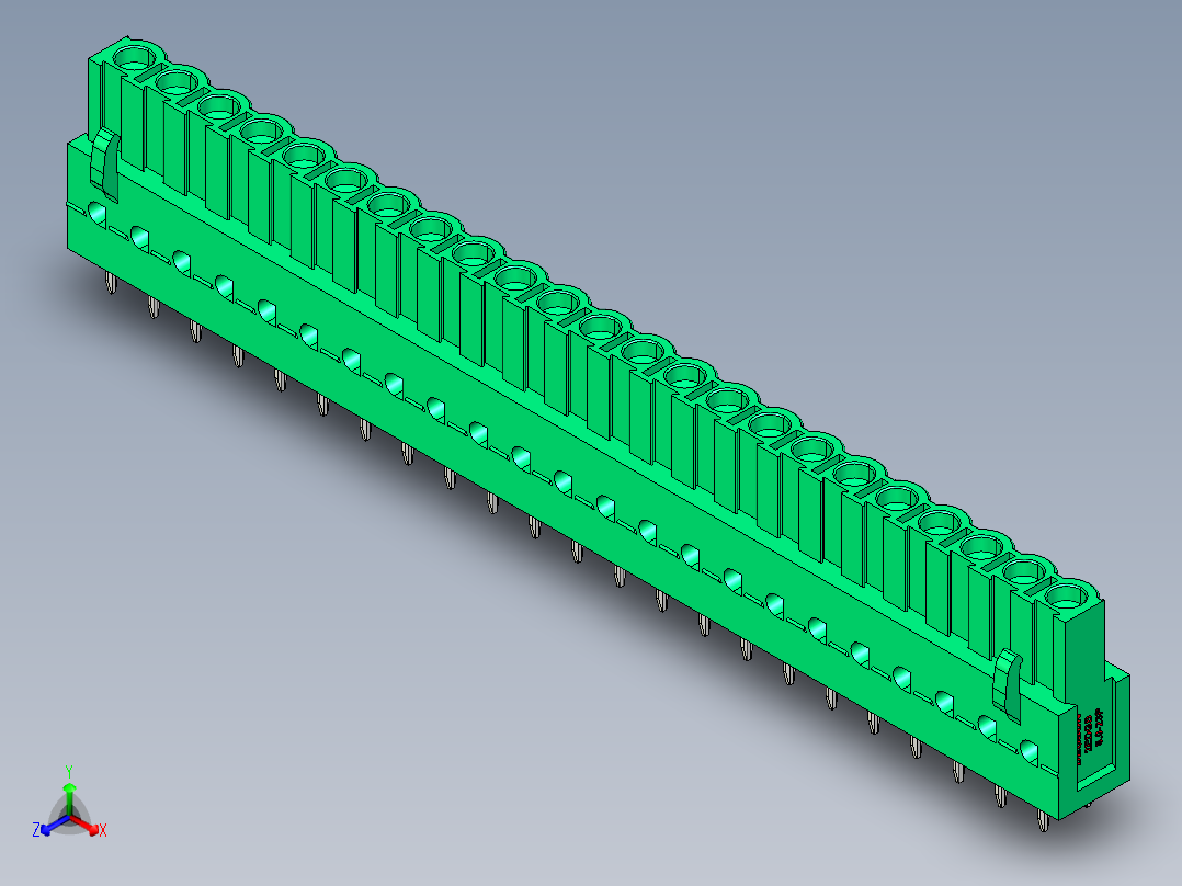 DEGSON 2EDG 系列 5.0mm 可插拔接线端子组-2EDGB-5.0-23P-14-00AH正等轴测图