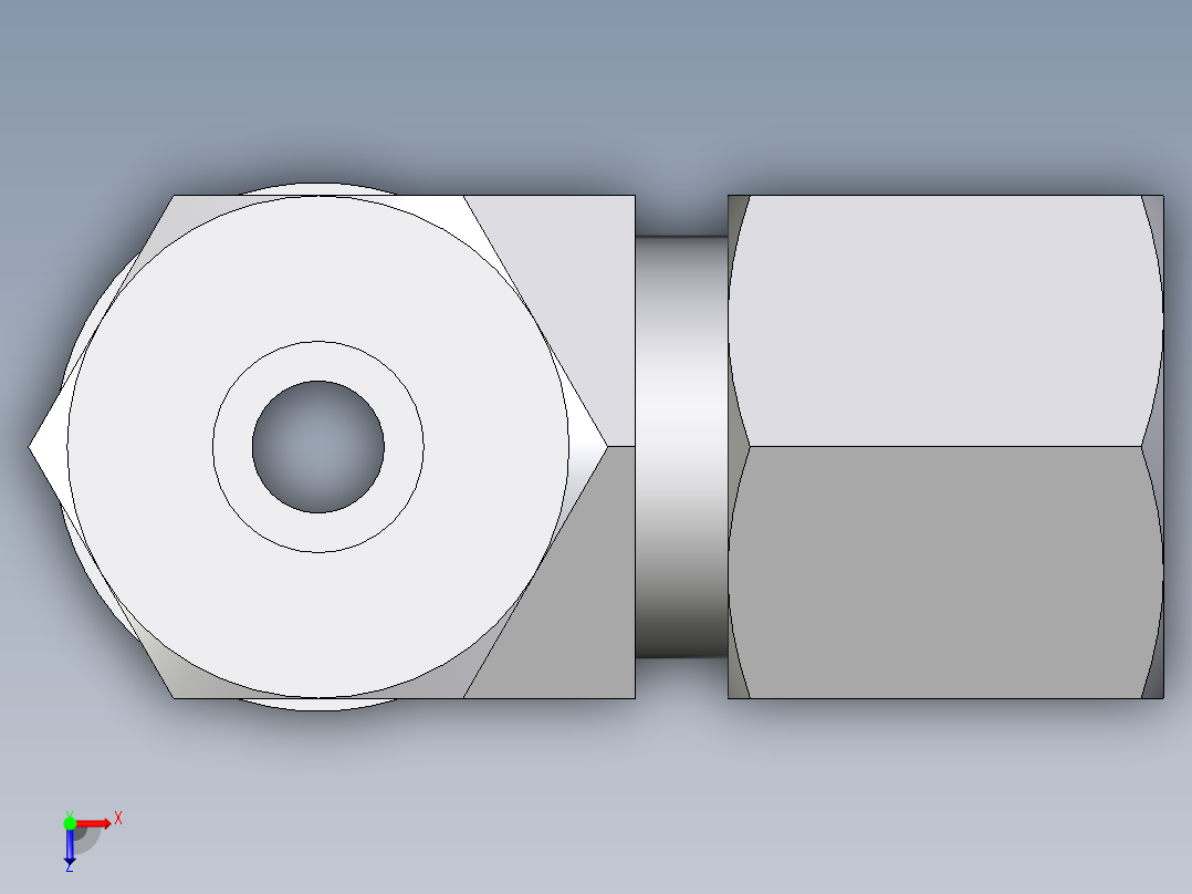 卡套式工业通用硬管接头EO_Adjustable_locknut_run_tee_LEE08SMORCF俯视图