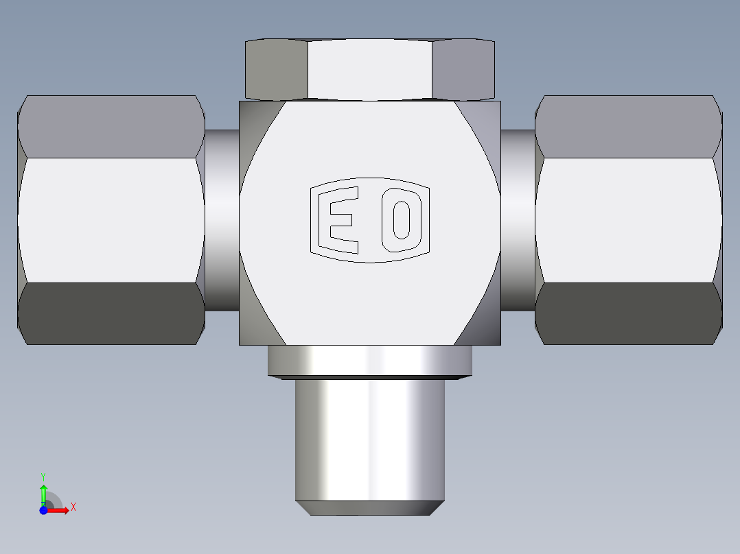 卡套式工业通用硬管接头EO_High_pressure_banjo_tee_TH08SR71前视图