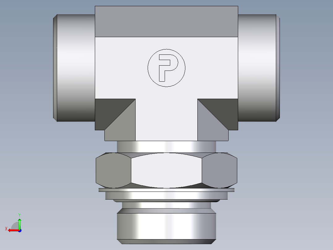 卡套式工业通用硬管接头EO_Adjustable_locknut_branch_tee_TEE28LROMDCF后视图