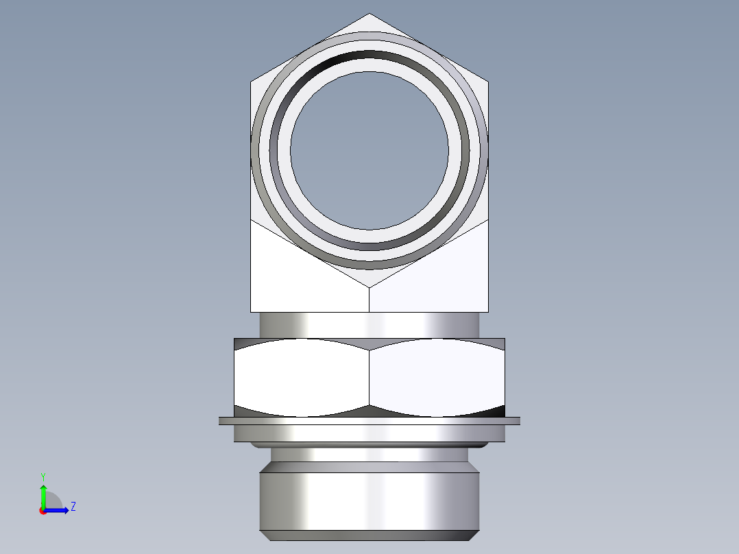 卡套式工业通用硬管接头EO_Adjustable_locknut_branch_tee_TEE28LROMDCF左视图