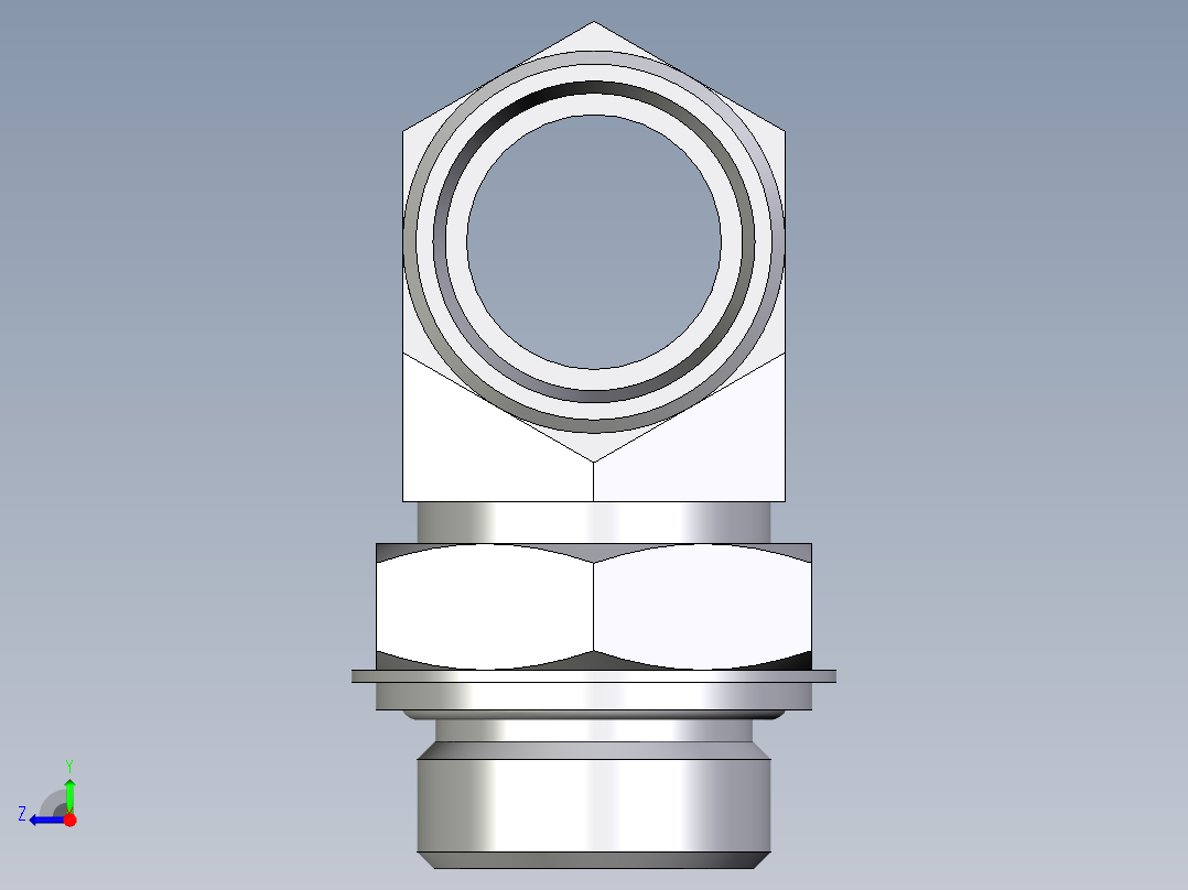 卡套式工业通用硬管接头EO_Adjustable_locknut_branch_tee_TEE28LROMDCF右视图