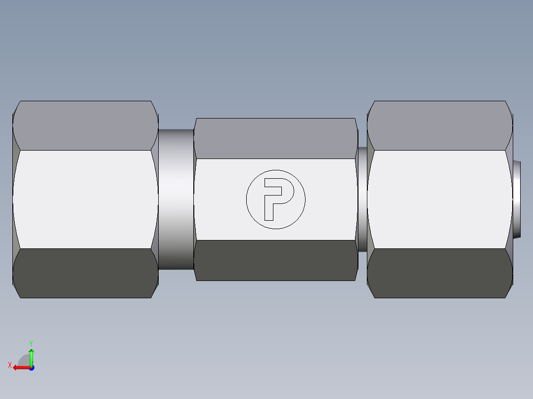卡套式工业通用硬管接头EO_Distance_piece_adapter_DA08LCF后视图