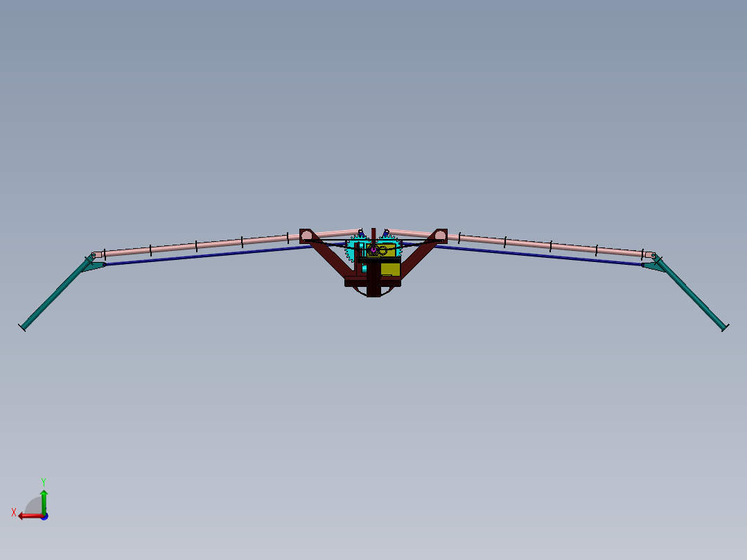 扑翼机机械仿生鸟结构完整三维模型设计后视图