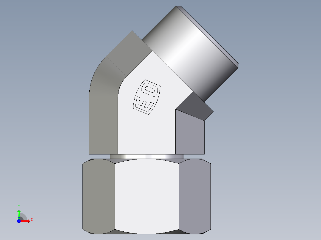 卡套式工业通用硬管接头EO_Swivel_nut_45_deg_elbow_EV16SOMD71前视图