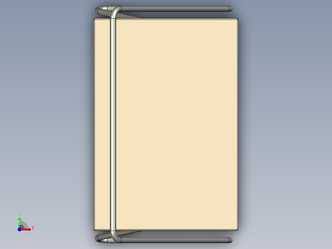 实心边的简易书桌前视图