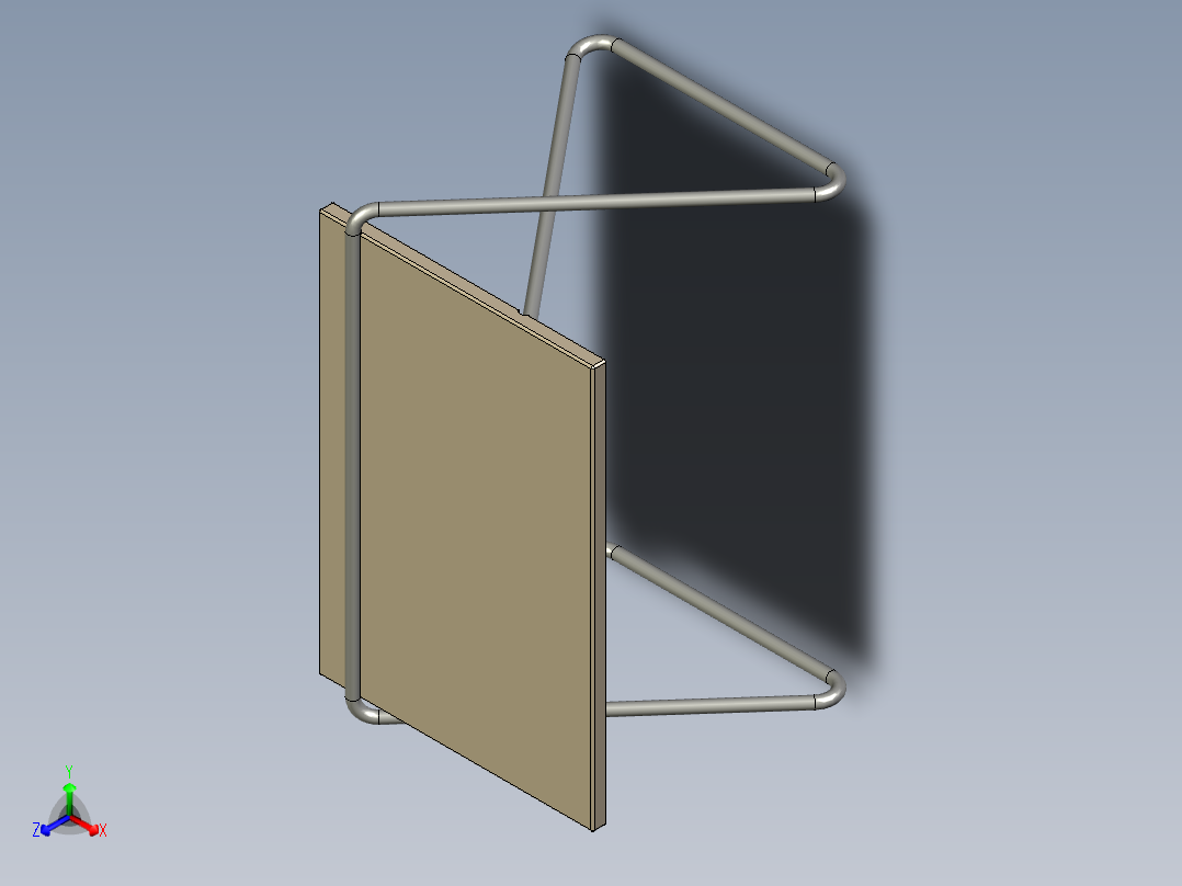 实心边的简易书桌正等轴测图