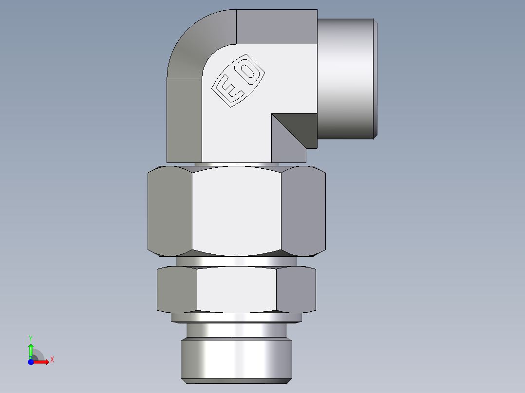 卡套式工业通用硬管接头EO_Assembled_adjustable_standpipe_elbow_EVW25SMOMD71前视图