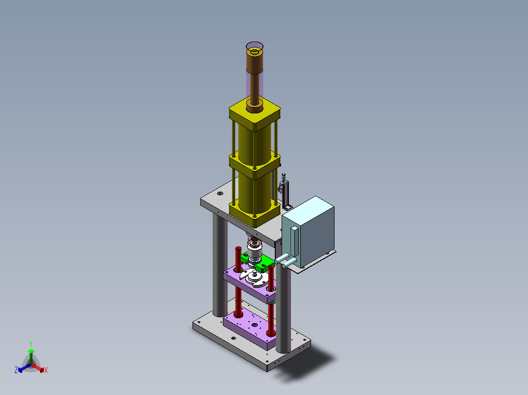 1吨桌面式气动冲床（sw22可编辑+工程图）正等轴测图
