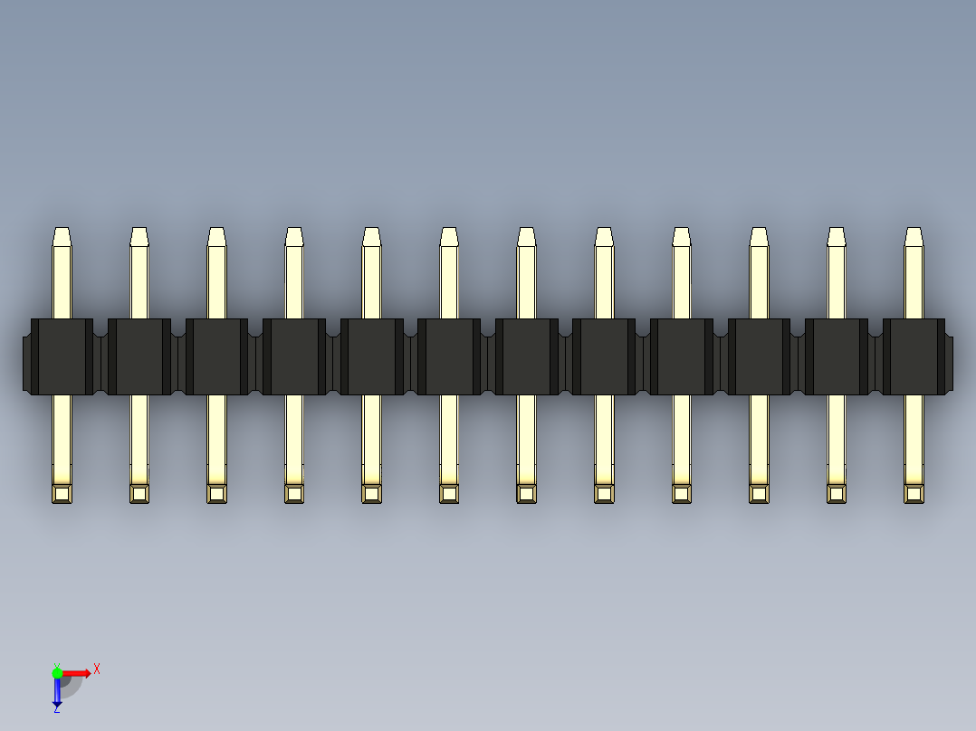 彩色公排针 100mil 2.54mm 系列-DS1022_black_12p_100mil_TypeU_rev1.0俯视图
