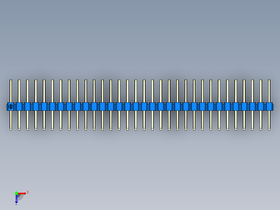 彩色公排针 100mil 2.54mm 系列-DS1022_blue_3x32p_100mil_TypeD_rev1.0俯视图