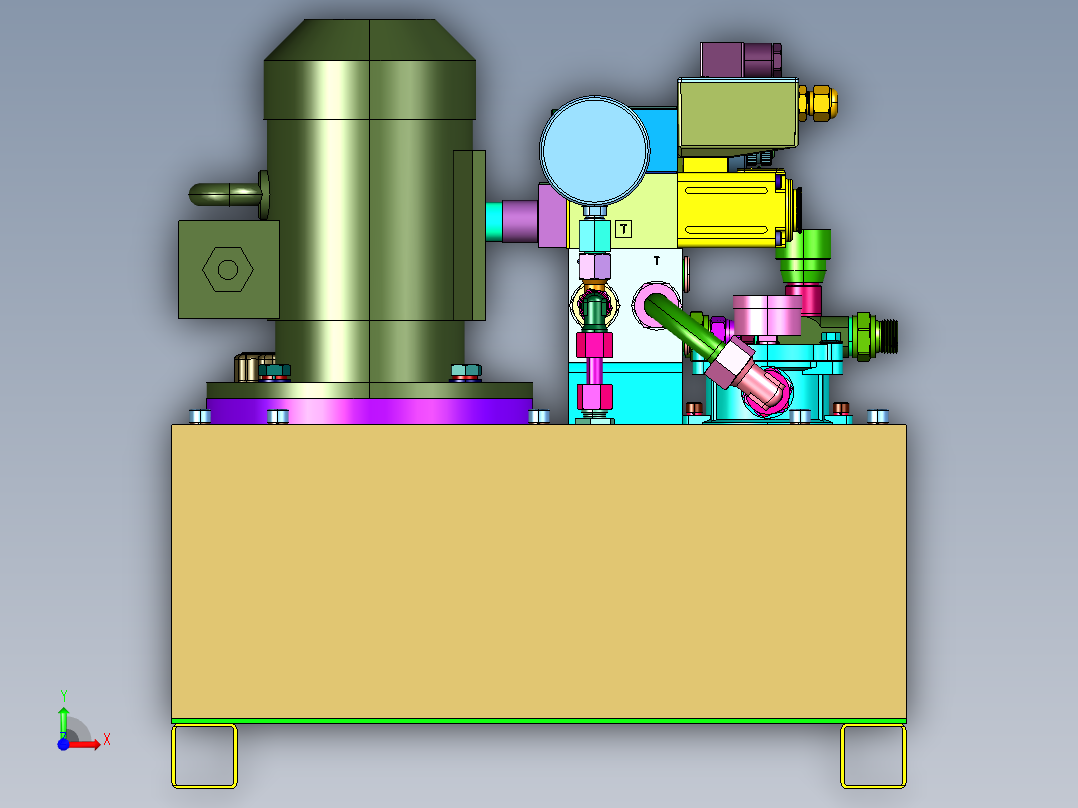 印刷机械设备多路润滑液压系统前视图