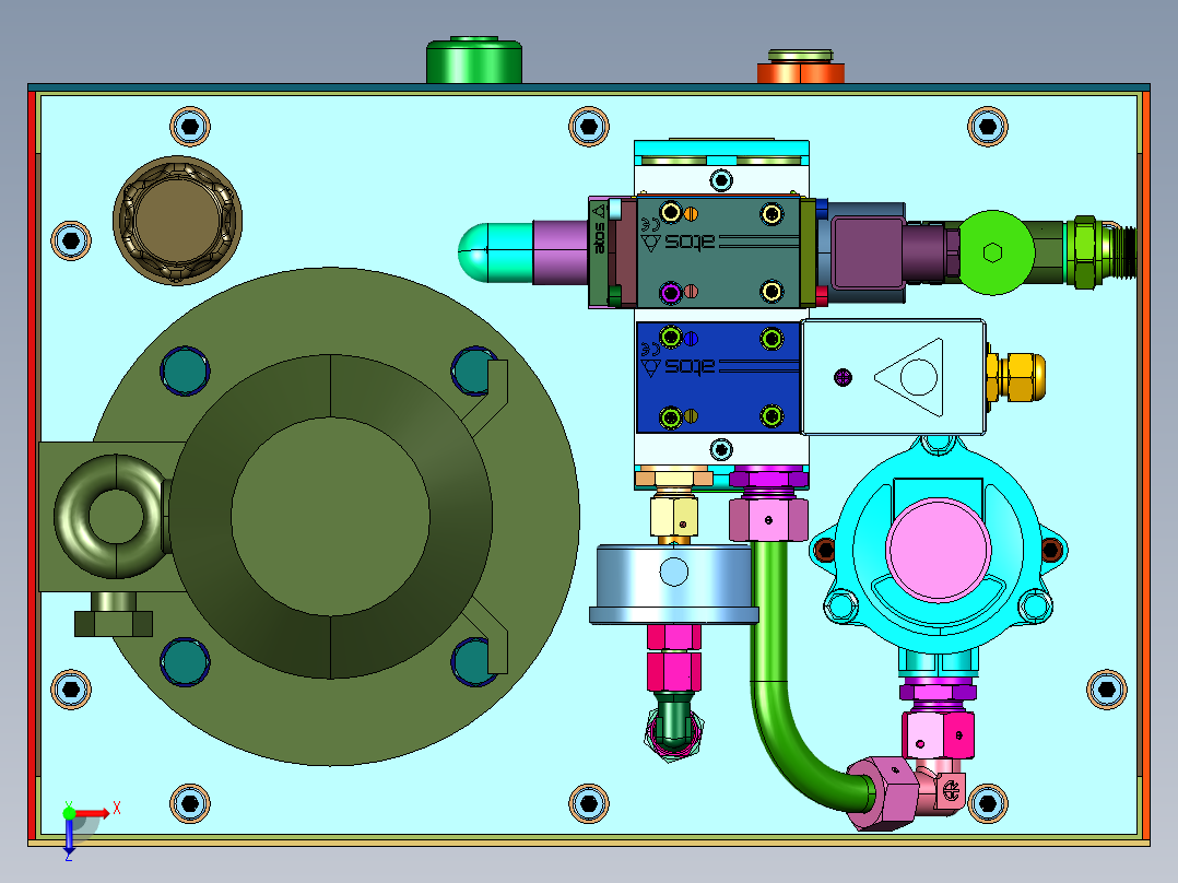 印刷机械设备多路润滑液压系统俯视图