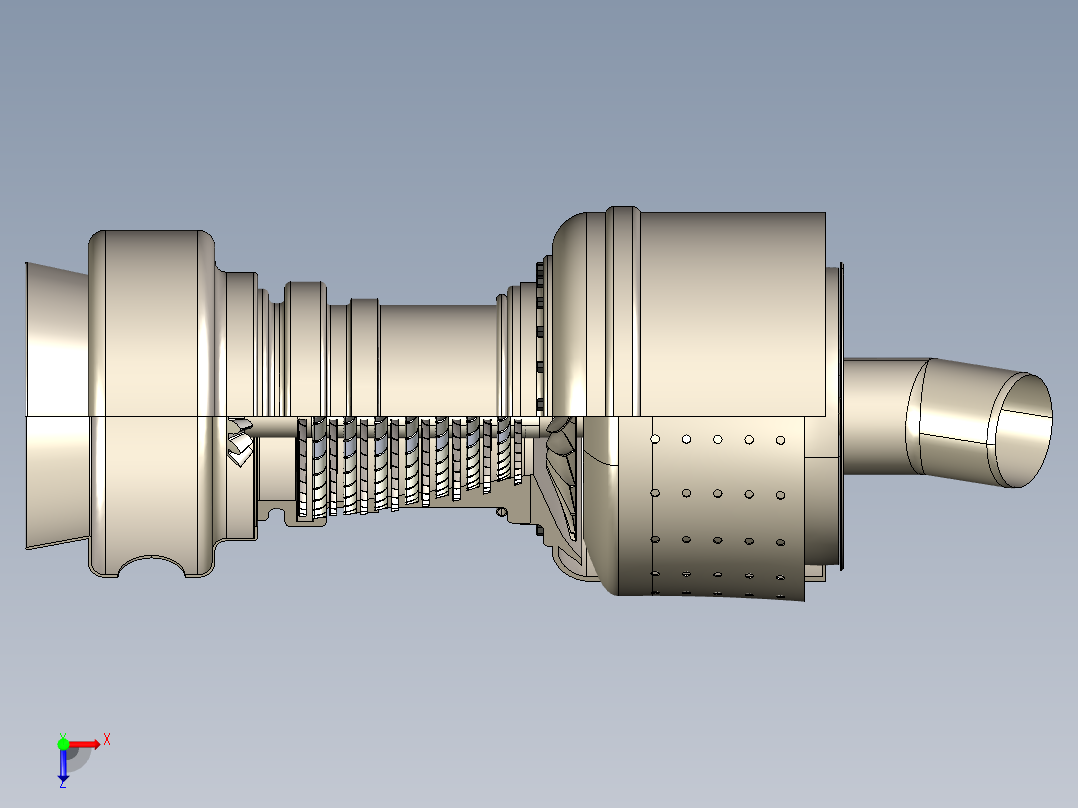燃气轮机gas-turbin引擎---模型格式为 stp俯视图