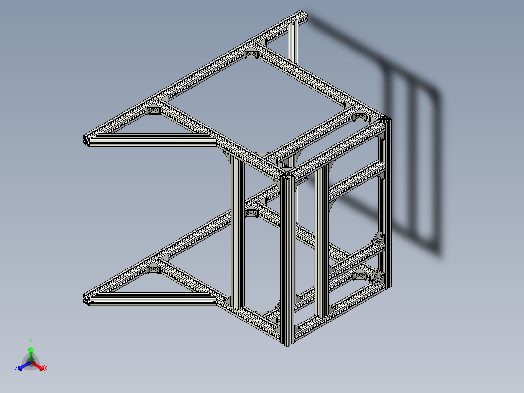 铝型材小车架子正等轴测图