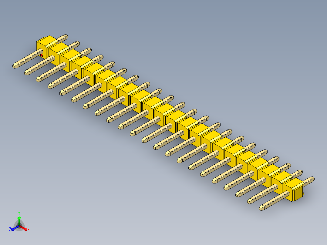彩色公头100mil（2.54mm）系列-DS1021_yellow_1x22p_100mil_Type1_rev1.0