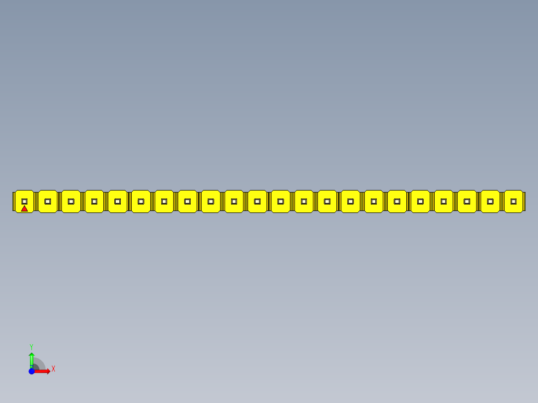 彩色公头100mil（2.54mm）系列-DS1021_yellow_1x22p_100mil_Type1_rev1.0前视图