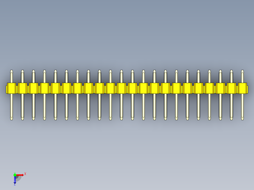 彩色公头100mil（2.54mm）系列-DS1021_yellow_1x22p_100mil_Type1_rev1.0俯视图