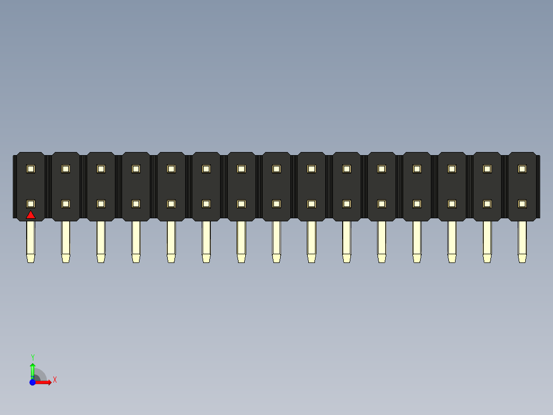 彩色公排针 100mil 2.54mm 系列-DS1022_black_2x15p_100mil_TypeD_rev1.0前视图