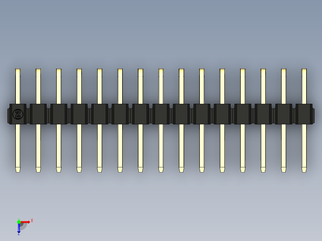 彩色公排针 100mil 2.54mm 系列-DS1022_black_2x15p_100mil_TypeD_rev1.0俯视图