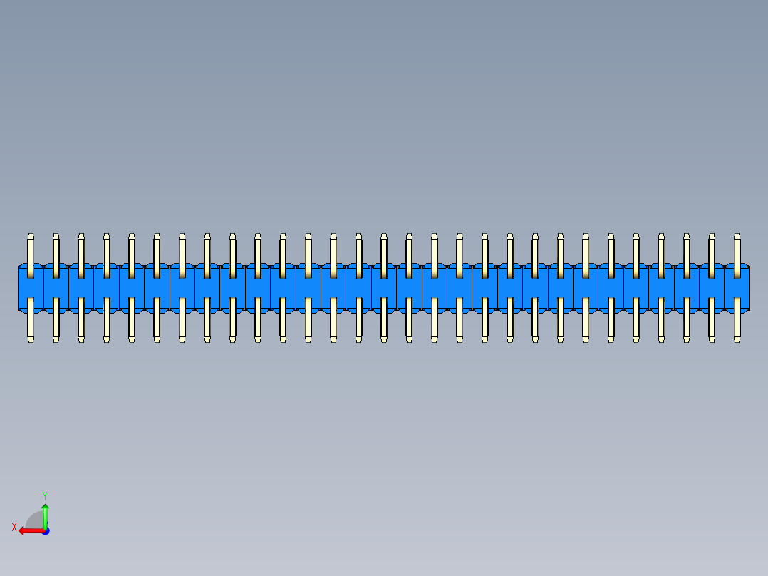 彩色公排针 100mil 2.54mm 系列-DS1022_blue_58p_100mil_TypeSMT_rev1.0后视图