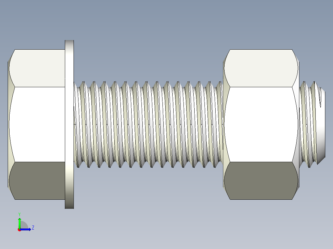 螺栓和六角螺母-1 38 - 6 UNC左视图