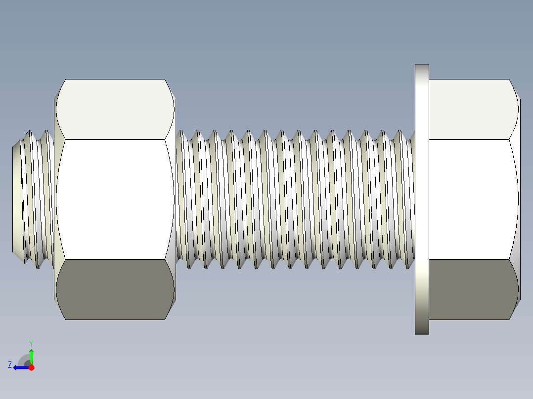 螺栓和六角螺母-1 38 - 6 UNC右视图