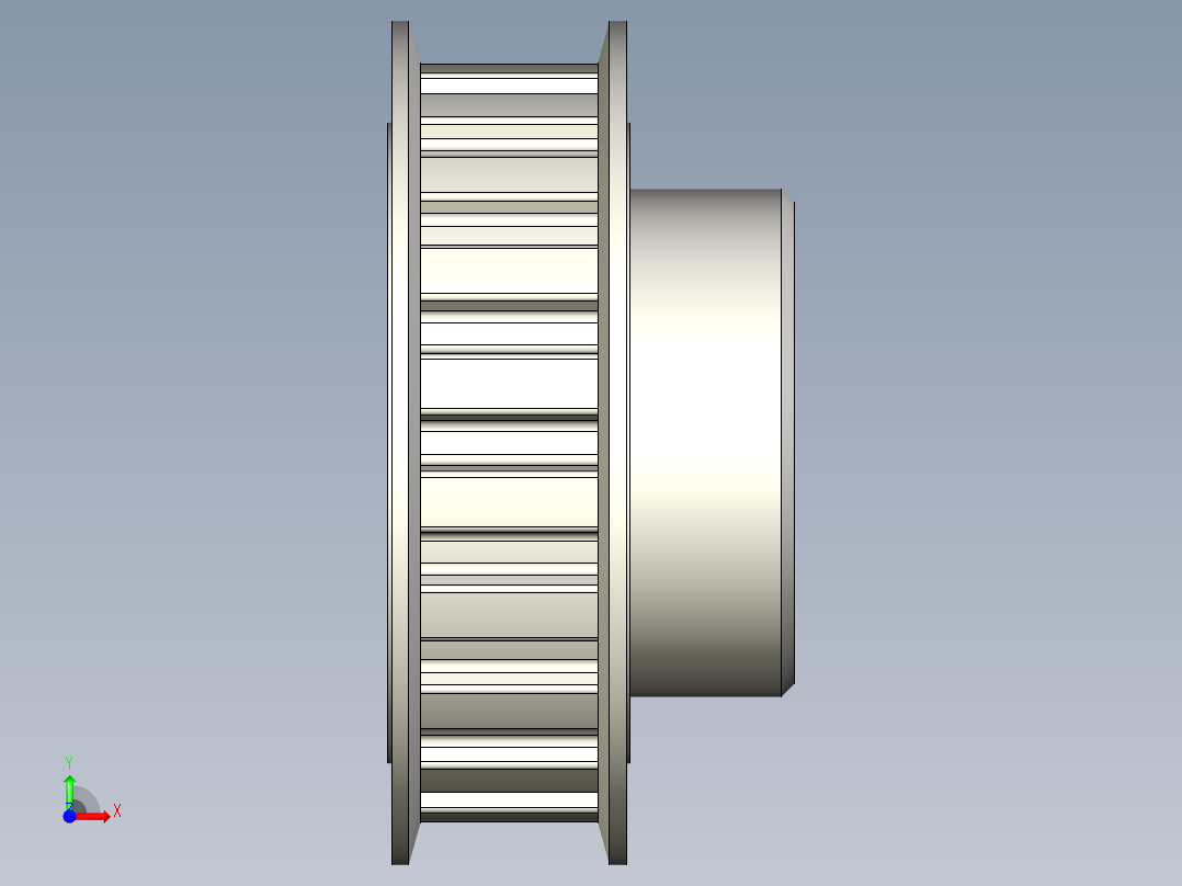 L050-20 同步皮带轮--stp三维 3d模型设计图前视图