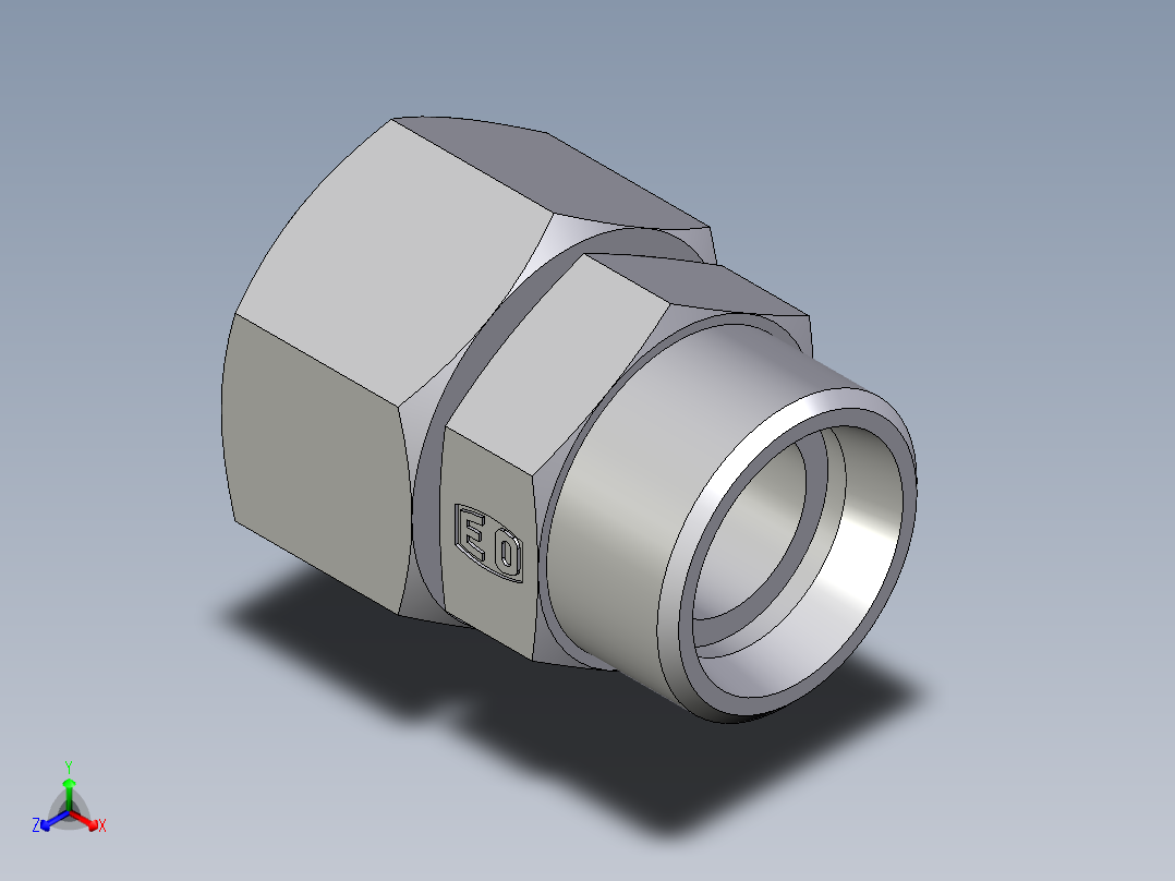 卡套式工业通用硬管接头EO_Distance_piece_adapter_DA22LOMDCF正等轴测图