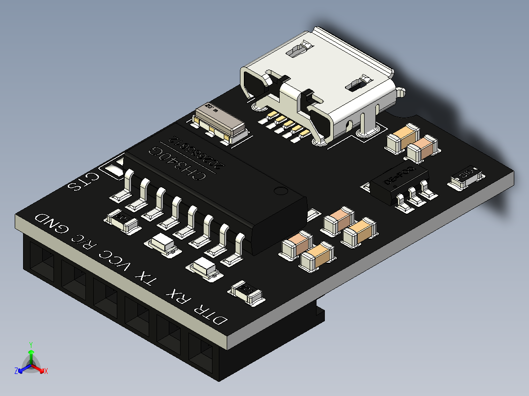 usb串口模块正等轴测图