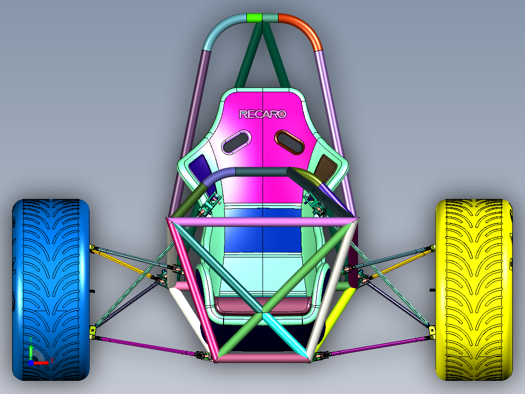 单人地形车框架前视图