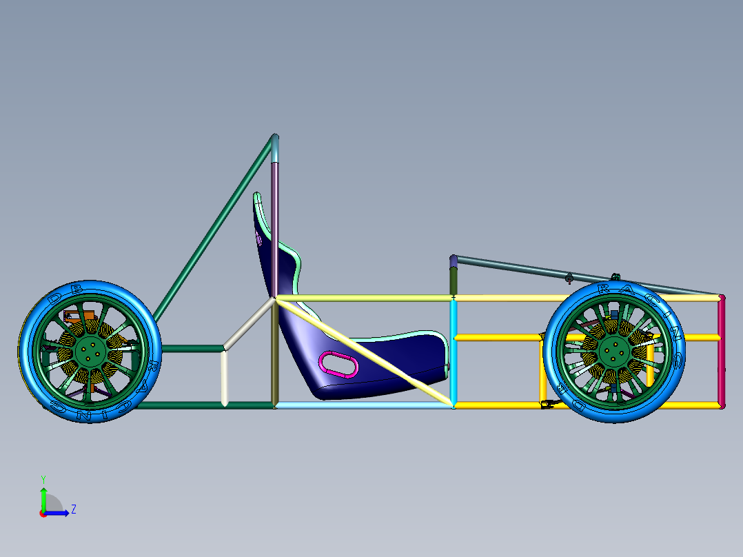 单人地形车框架左视图