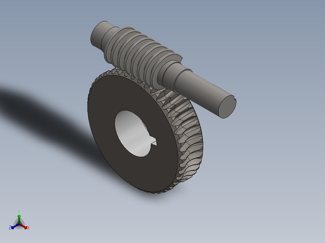 蜗轮蜗杆正等轴测图
