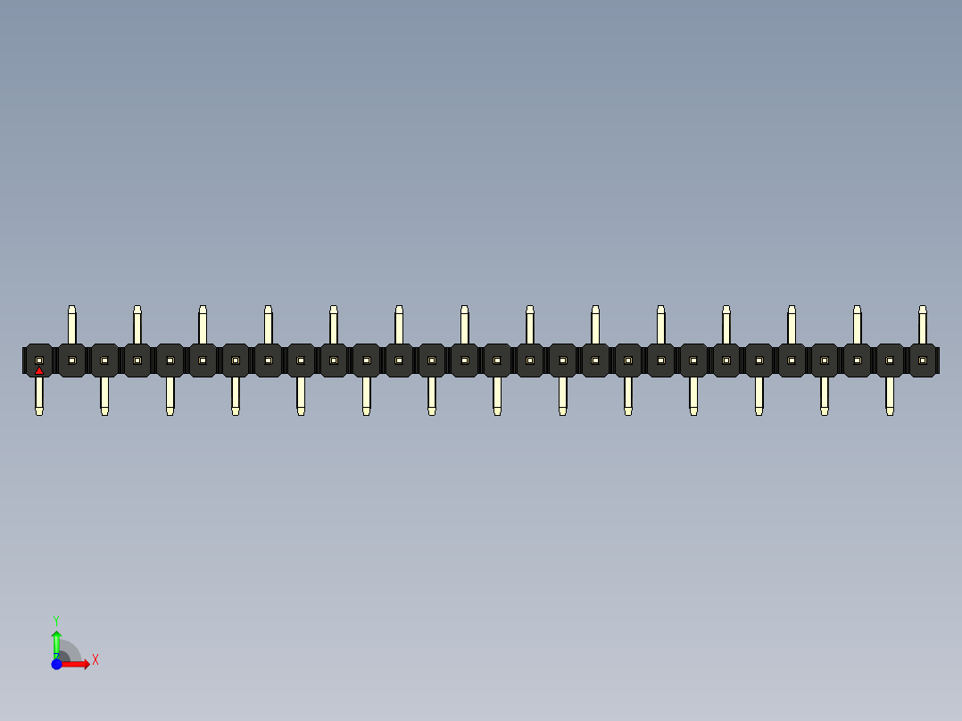 彩色公排针 100mil 2.54mm 系列-DS1022_black_28p_100mil_Type_SMT_R2_rev1.0前视图