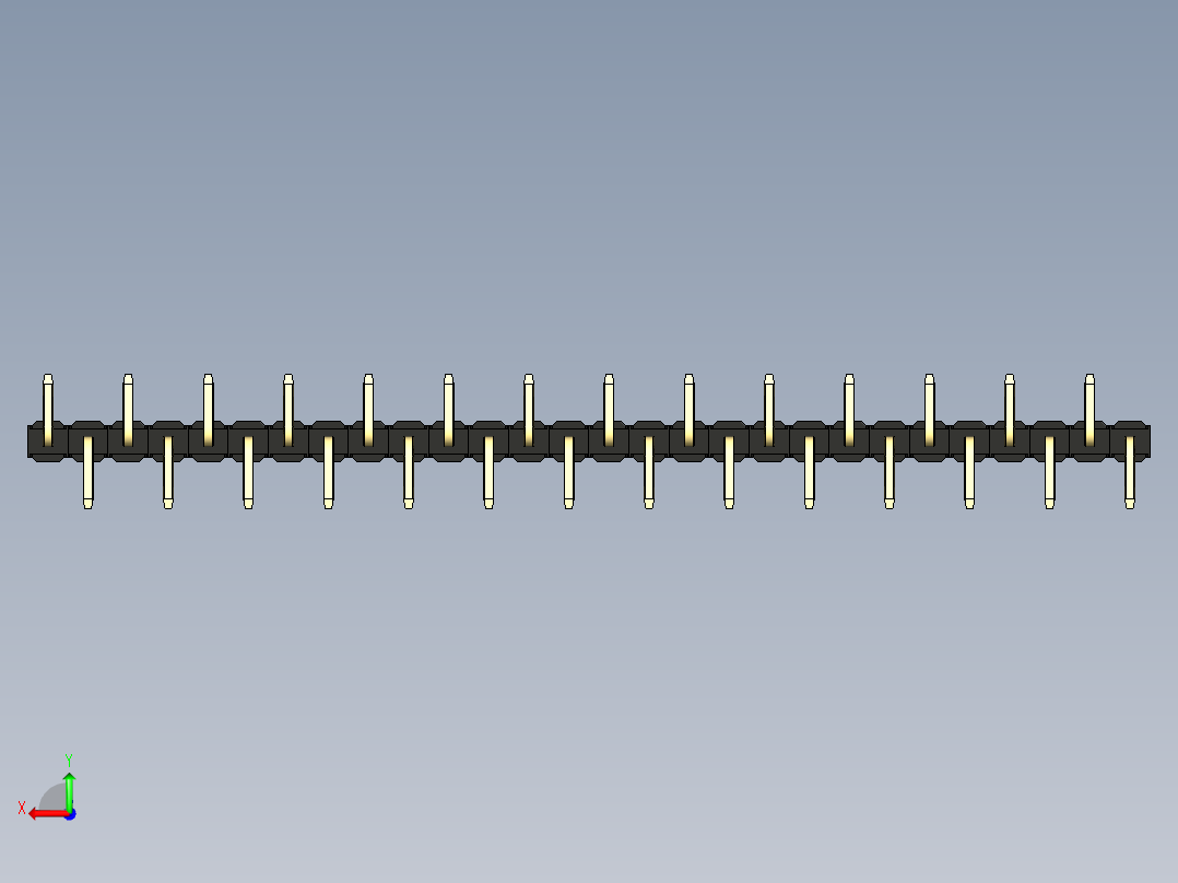 彩色公排针 100mil 2.54mm 系列-DS1022_black_28p_100mil_Type_SMT_R2_rev1.0后视图