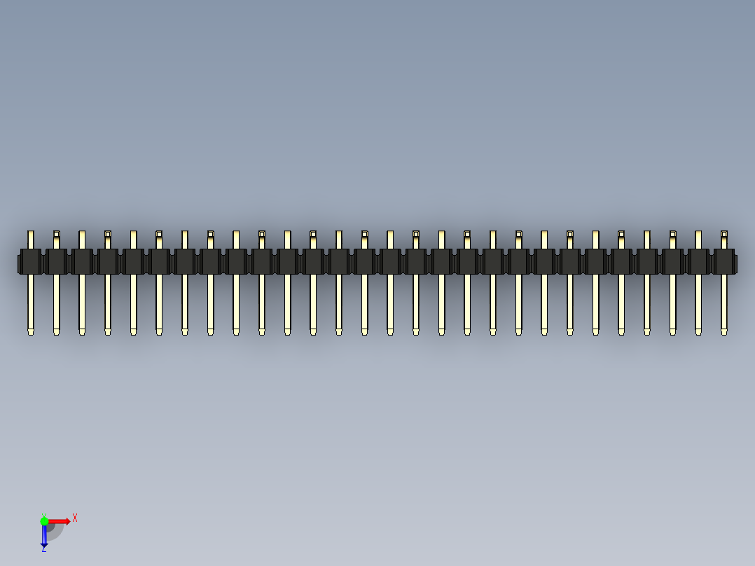 彩色公排针 100mil 2.54mm 系列-DS1022_black_28p_100mil_Type_SMT_R2_rev1.0俯视图