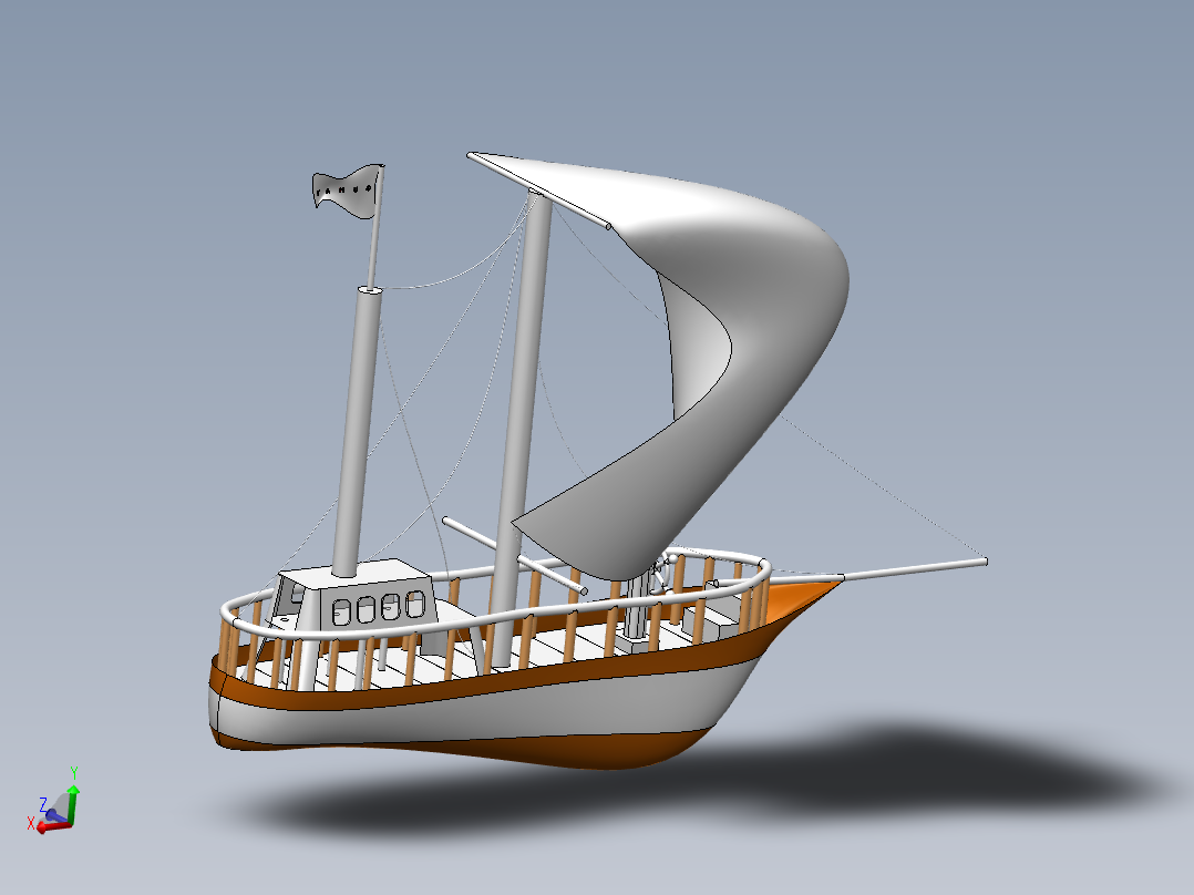 卡通版帆船<span style='color: red'>3D</span>模型图纸 Solidworks设计