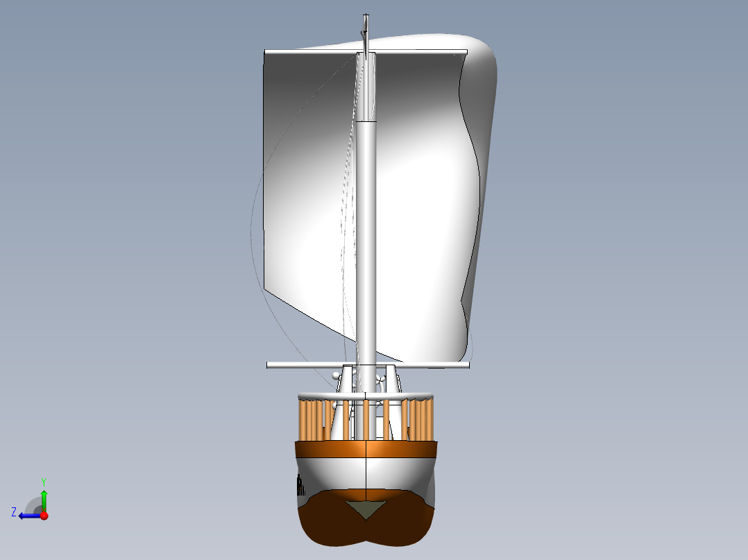 卡通版帆船3D模型图纸 Solidworks设计右视图