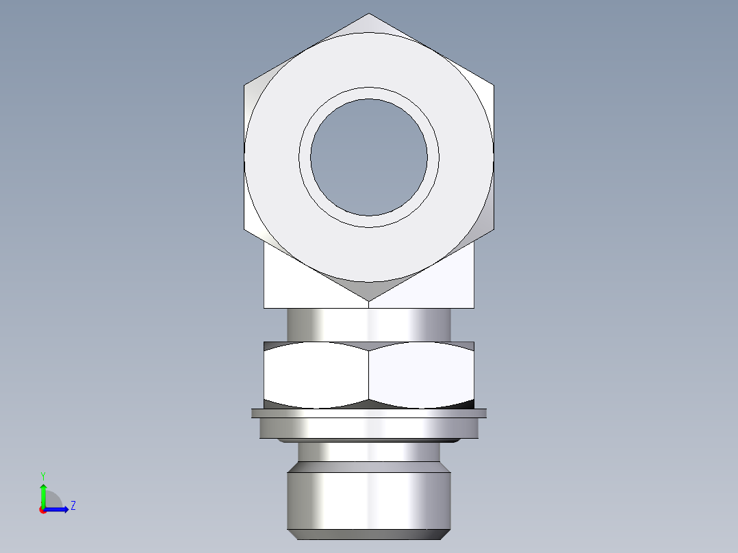 卡套式工业通用硬管接头EO_Adjustable_locknut_branch_tee_TEE18ZLRCF左视图