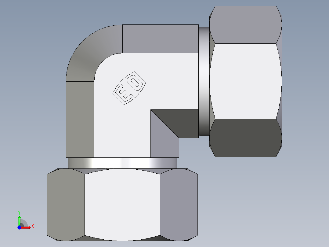 卡套式工业通用硬管接头EO_Union_elbow_W22L71前视图