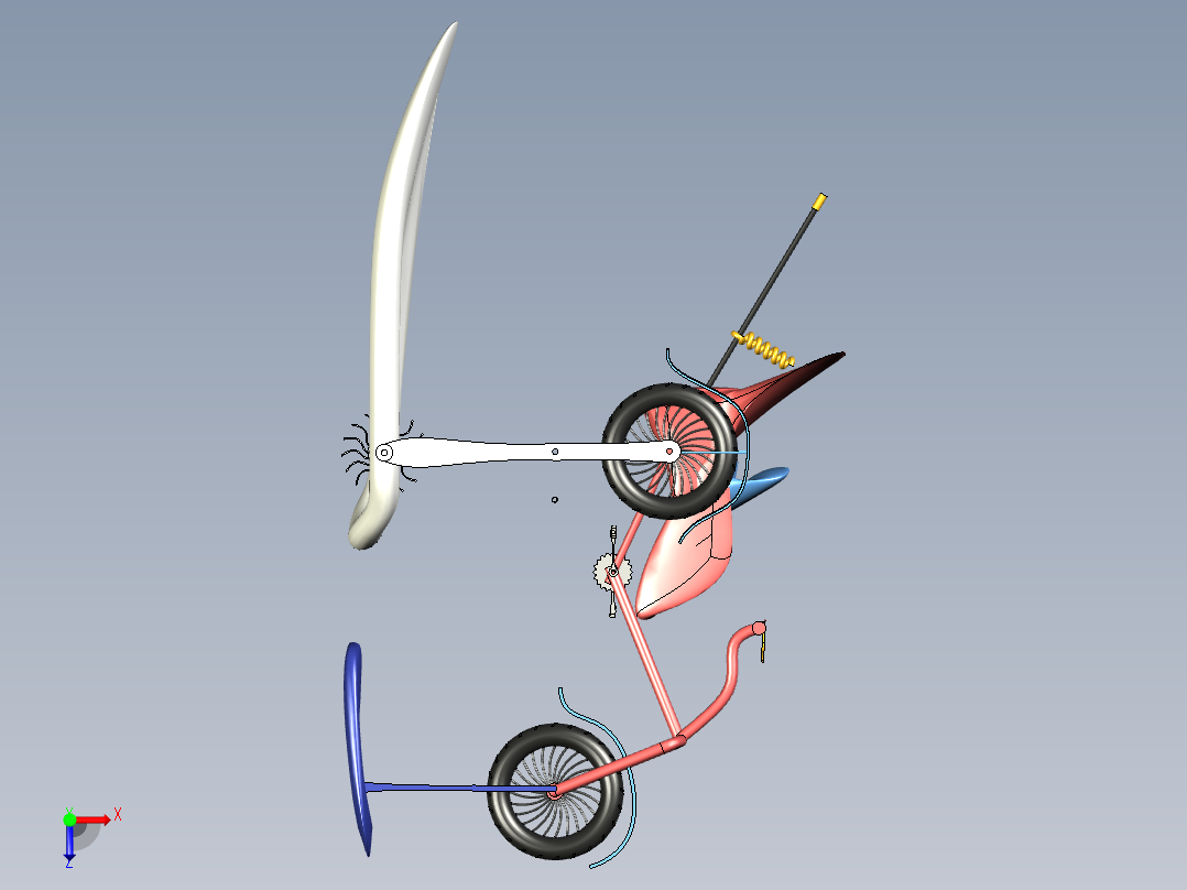 水路两栖自行车俯视图