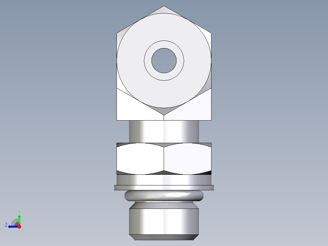 卡套式工业通用硬管接头EO_Adjustable_locknut_branch_tee_TEE08ZSMORCF右视图