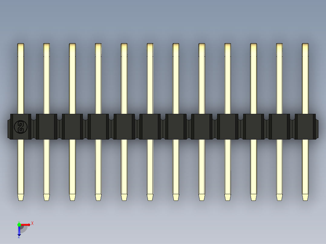彩色公排针 100mil 2.54mm 系列-DS1022_black_3x12p_100mil_TypeD_rev1.0俯视图