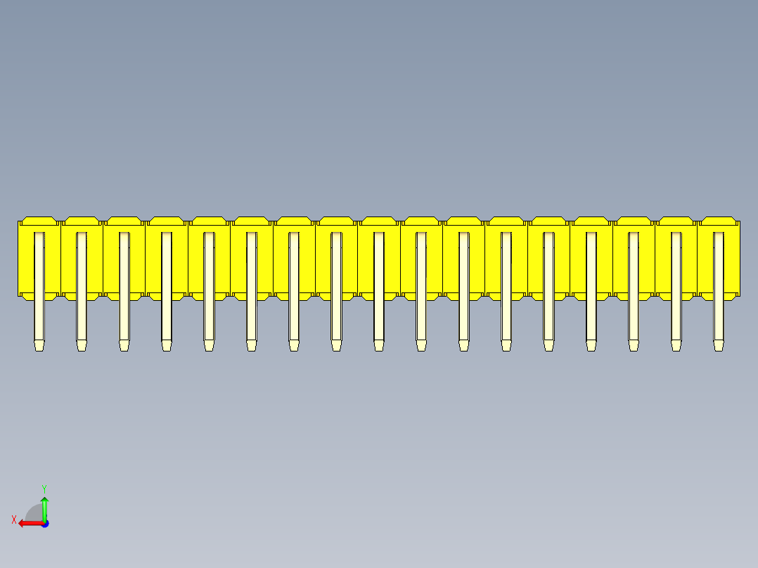 彩色公排针 100mil 2.54mm 系列-DS1022_yellow_2x17p_100mil_TypeD_rev1.0后视图
