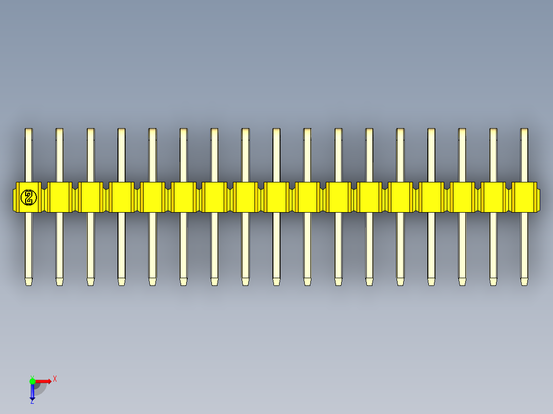 彩色公排针 100mil 2.54mm 系列-DS1022_yellow_2x17p_100mil_TypeD_rev1.0俯视图